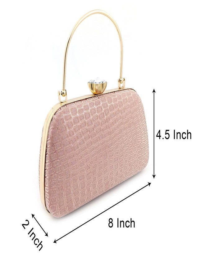 Zaib Bridal Clutch Bag for Women - Elegant Satin Evening Purse, Wedding & Bridesmaid Clutch Bag, Cocktail Purse with Detachable Chain Strap for Weddings (Combo - Silver, Pink & Golden) - Image 5